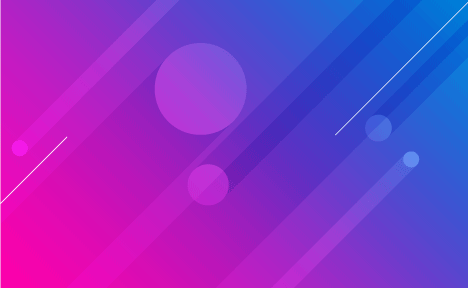a blue and pink graphic with transparent circular shapes